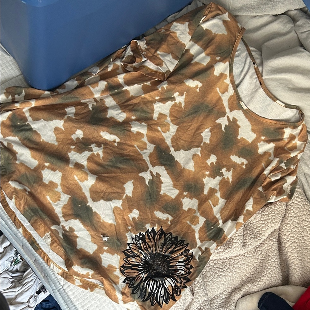 Gold Cow Print Women's Top